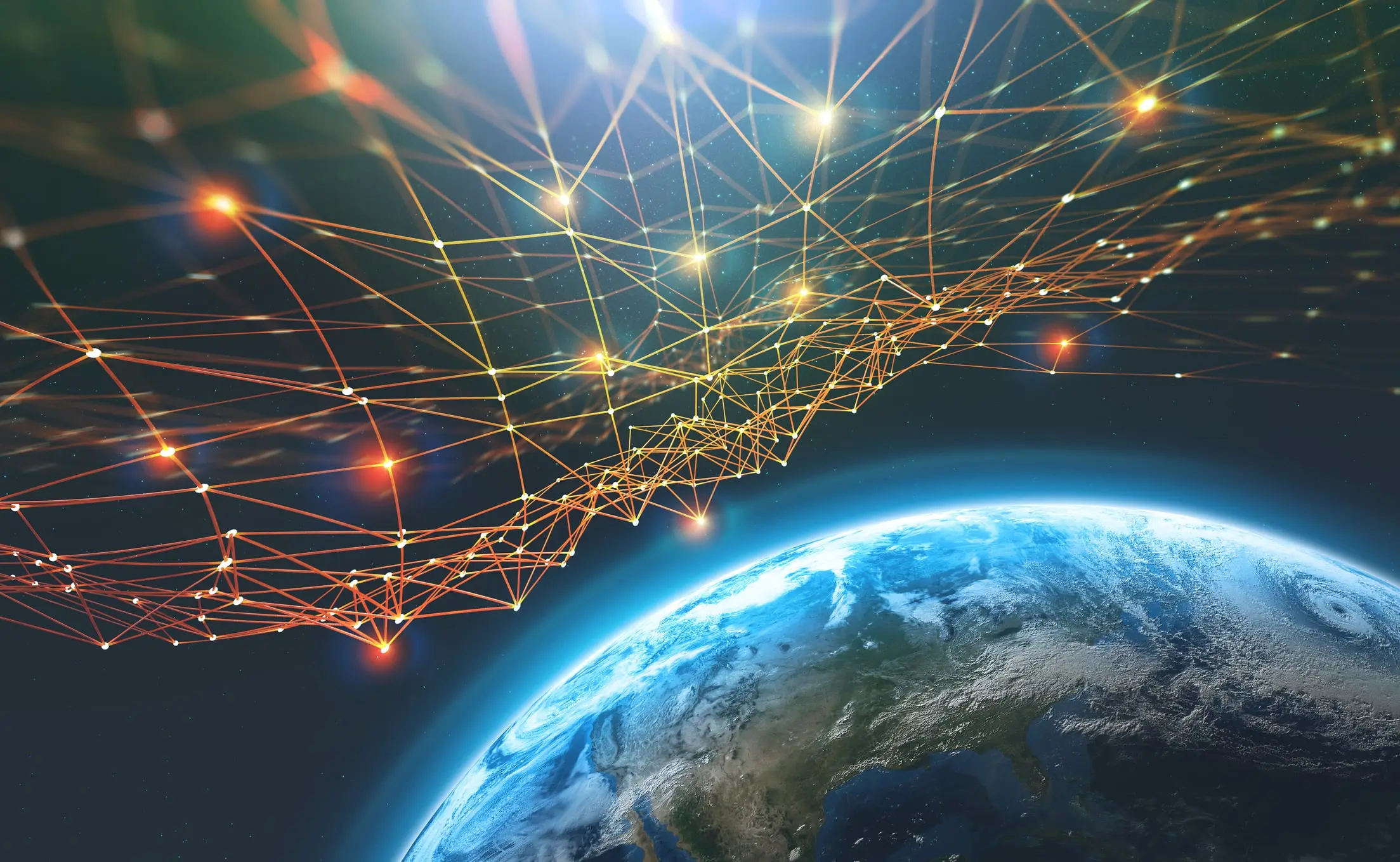 Charltons Quantum - Showcasing a digital globe interconnected with glowing lines, symbolizing global connectivity and expertise in blockchain, fintech, and virtual asset regulation.